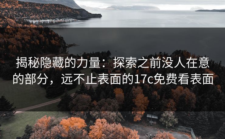 揭秘隐藏的力量：探索之前没人在意的部分，远不止表面的17c免费看表面