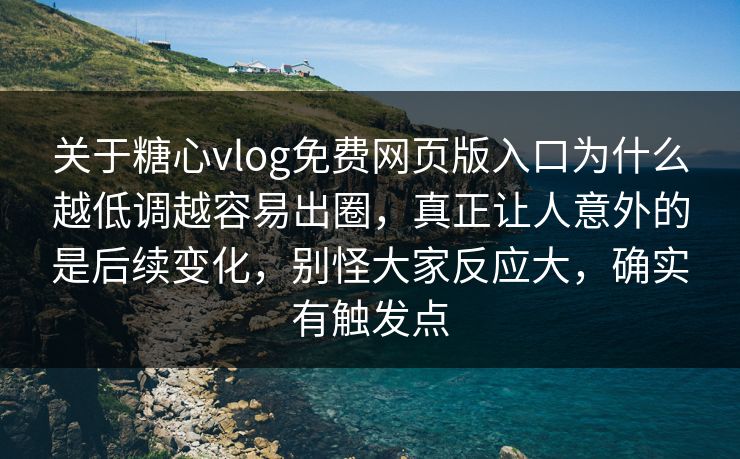关于糖心vlog免费网页版入口为什么越低调越容易出圈,真正让人意外的是后续变化,别怪大家反应大,确实有触发点