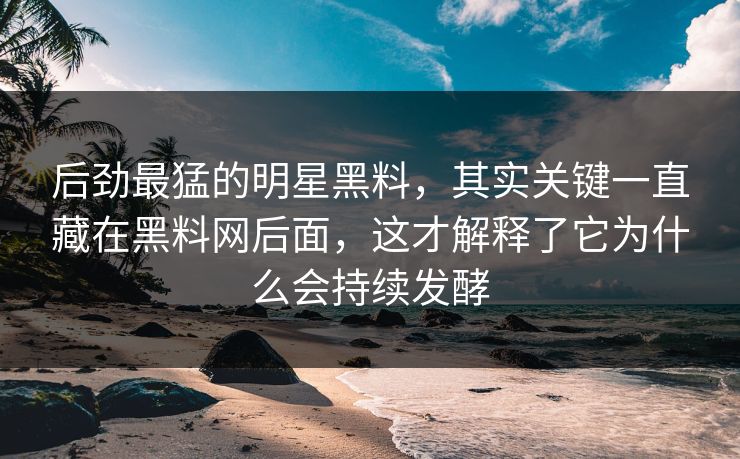 后劲最猛的明星黑料,其实关键一直藏在黑料网后面,这才解释了它为什么会持续发酵 后劲最猛的明星黑料,其实关键一直藏在黑料网后面,这才解释了它为什么会持续发酵