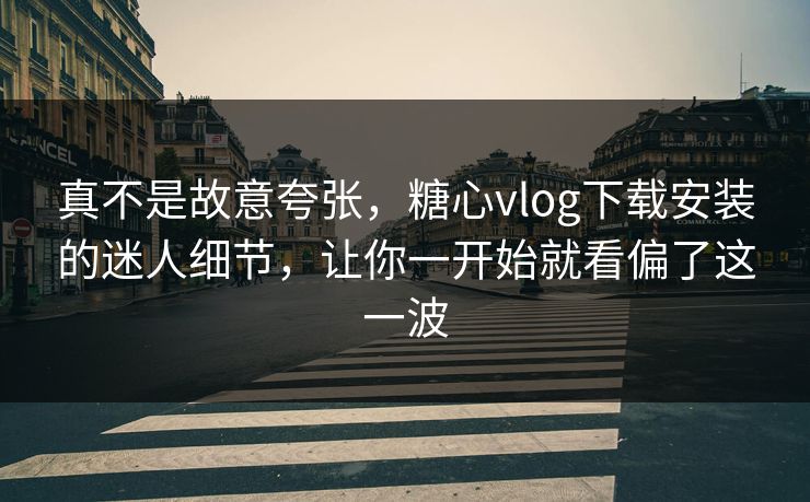 真不是故意夸张,糖心vlog下载安装的迷人细节,让你一开始就看偏了这一波