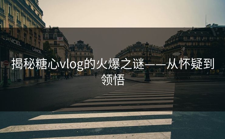 揭秘糖心vlog的火爆之谜——从怀疑到领悟