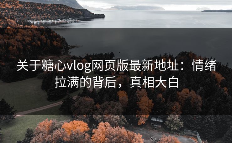 关于糖心vlog网页版最新地址:情绪拉满的背后,真相大白