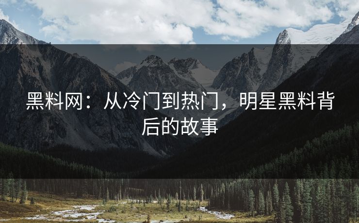 黑料网：从冷门到热门，明星黑料背后的故事